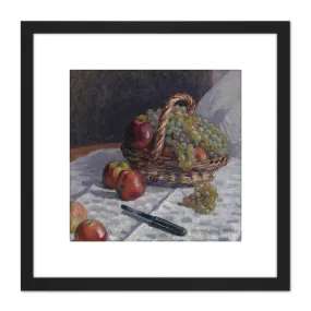 Wall Art & Pictures | Alfred Sisley Apples And Grapes In A Basket Painting 8X8 Inch Square Wooden Framed Wall Art Print Pict