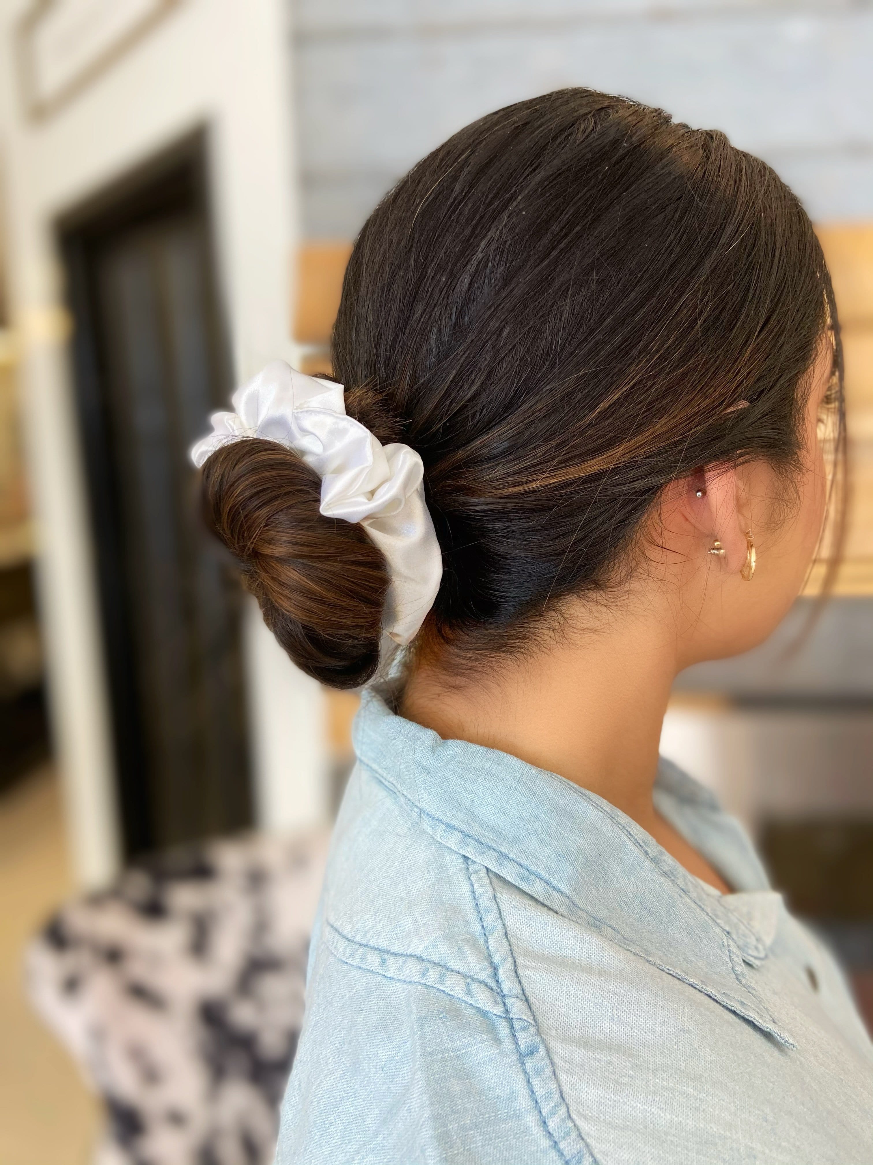 White Satin Scrunchie