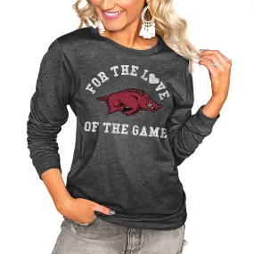 Women's Charcoal Arkansas Razorbacks For the Love Luxe Boyfriend Long Sleeve T-Shirt