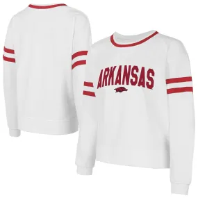 Women's Concepts Sport  White Arkansas Razorbacks Borough French Terry Arch Over Long Sleeve T-Shirt