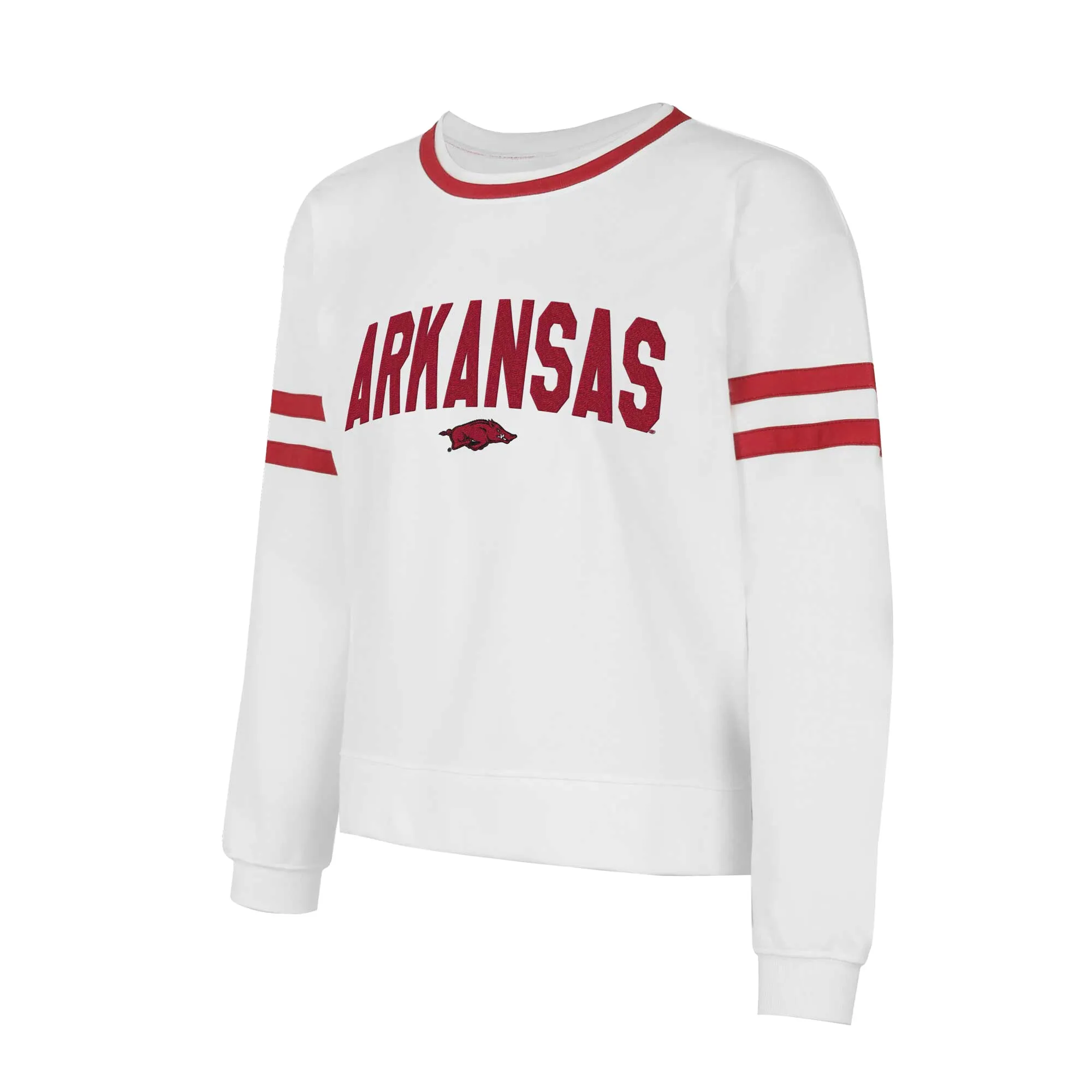 Women's Concepts Sport  White Arkansas Razorbacks Borough French Terry Arch Over Long Sleeve T-Shirt