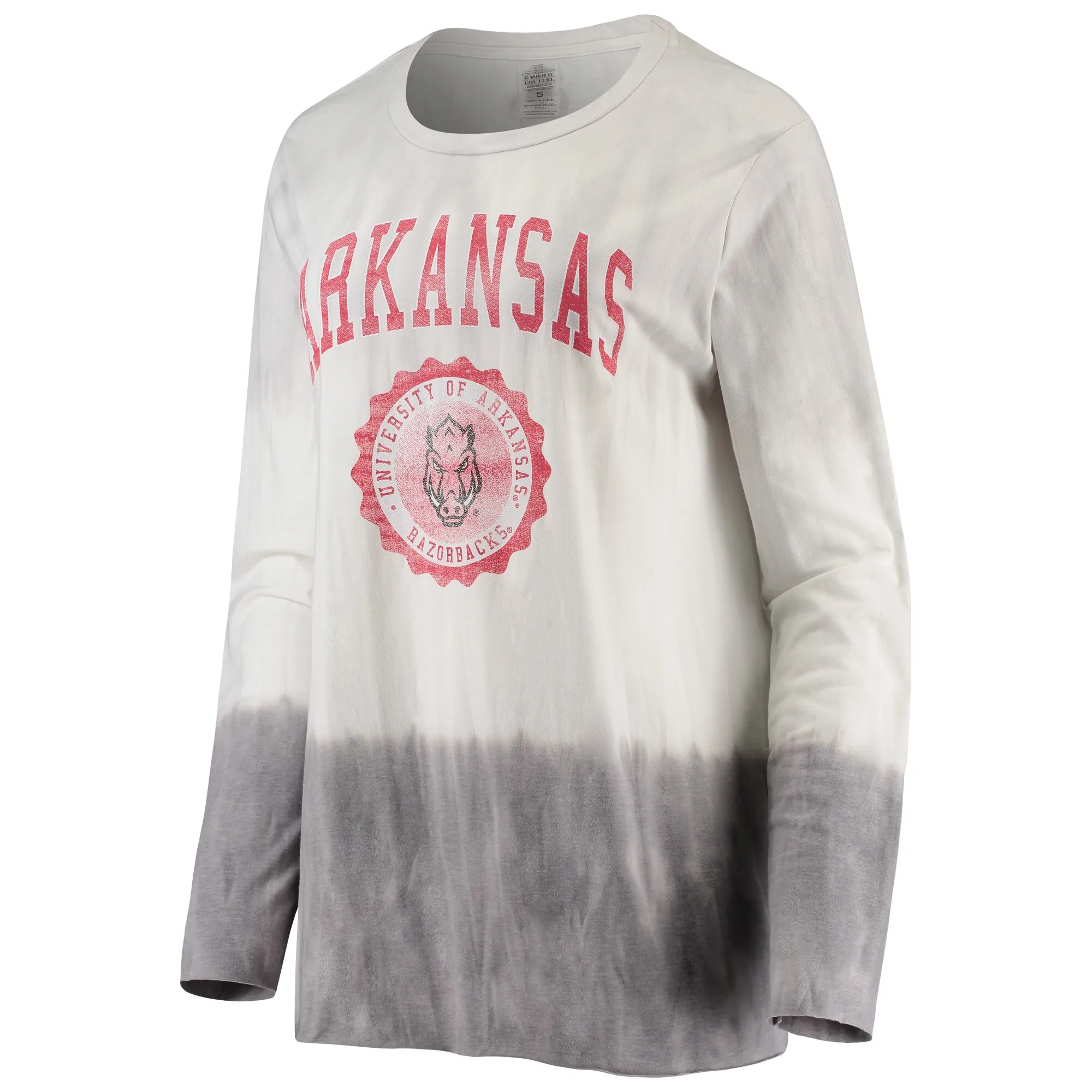 Women's Gameday Couture White/Gray Arkansas Razorbacks High Line Tiered Dip-Dye Long Sleeve Tri-Blend T-Shirt