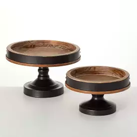 Wood & Black Round Riser Set