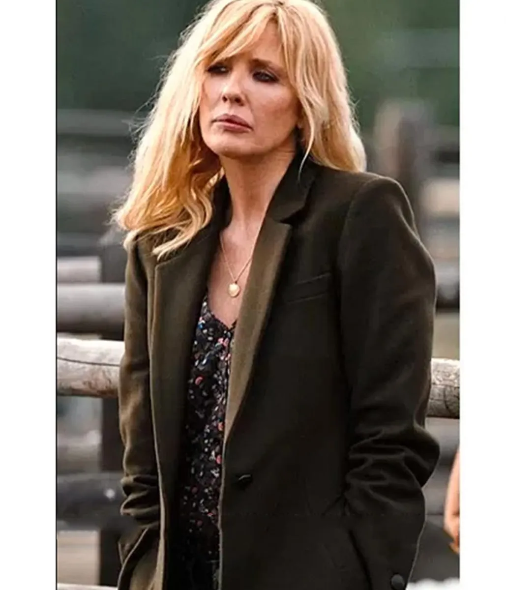 Yellowstone Season 04 Kelly Reilly Wool Green Coat