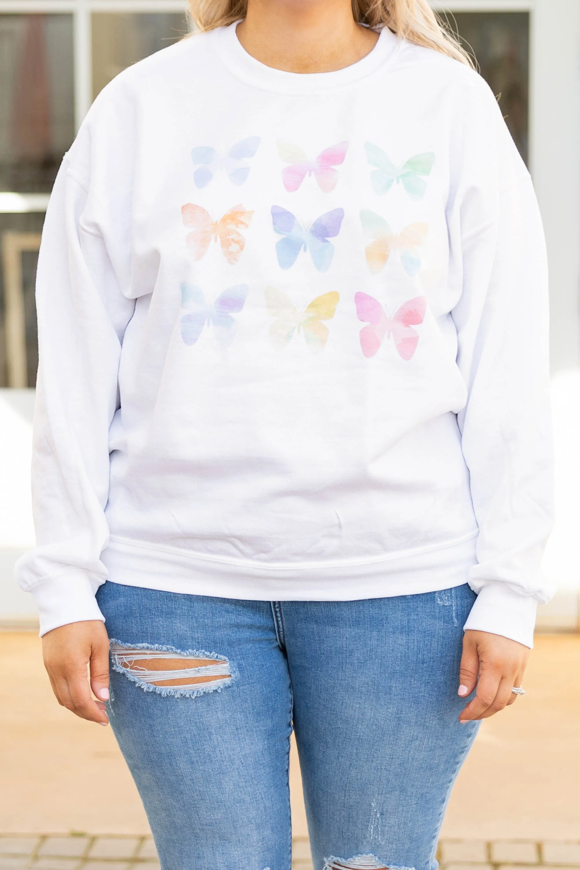 You Give Me Butterflies Sweatshirt, White